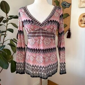 Fairy grunge all over print mesh top